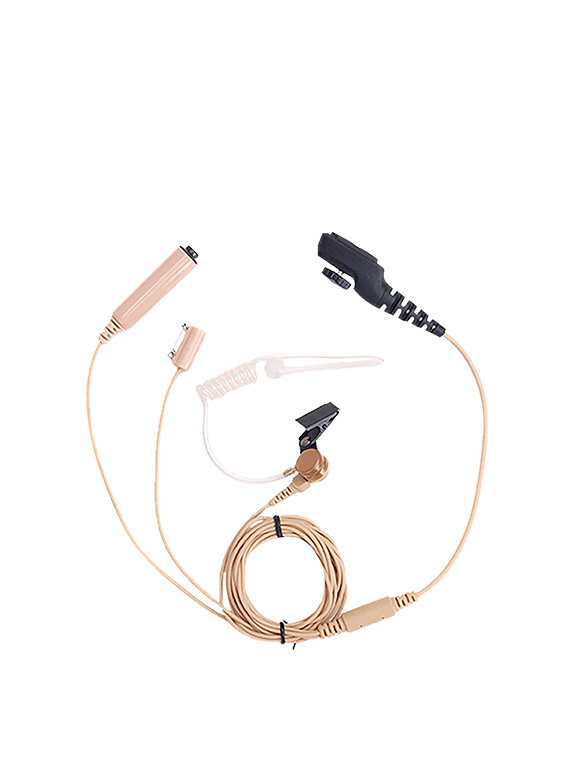3-wire Surveillance Earpiece with Transparent Acoustic Tube(Beige)