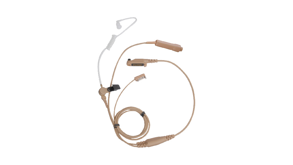 Beige Earpiece with Acoustic Tube, Microphone and PTT -- for HP5, HP6, HP7, PD6, X1 series and PDC680, PDM680, PTC680, Z1p, PT590