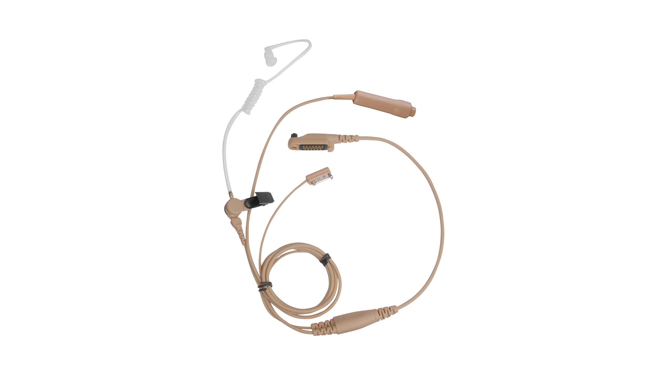 EAN21 3-wire Surveillance Earpiece with Transparent Acoustic Tube(Beige)