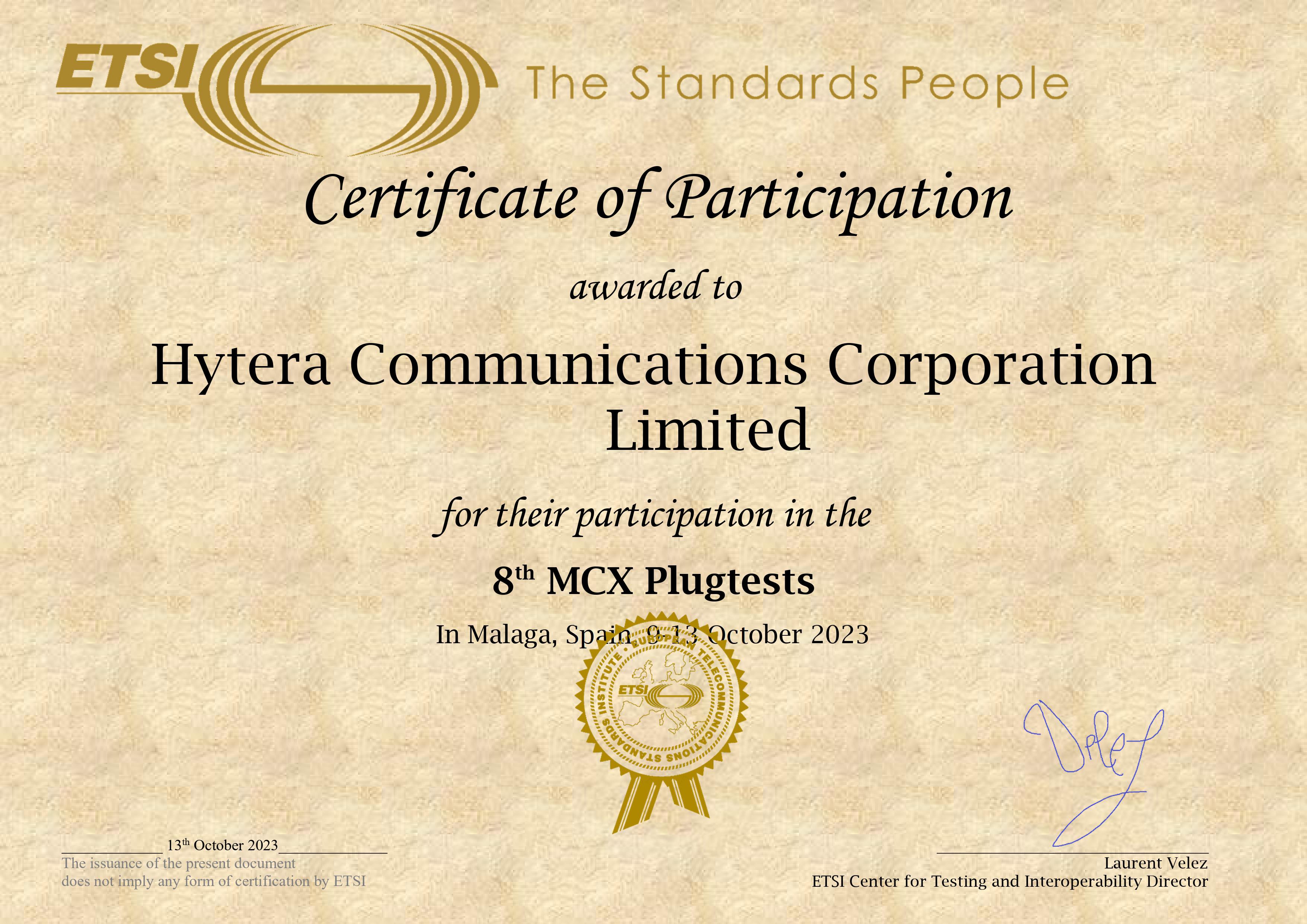 Hytera superó con éxito la MCX Plugtest